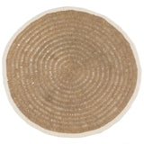 Tapis rond en jonc de mer et coton - Naturel Blanc - 200