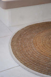 Tapis rond en jonc de mer et coton - Naturel Blanc - 200